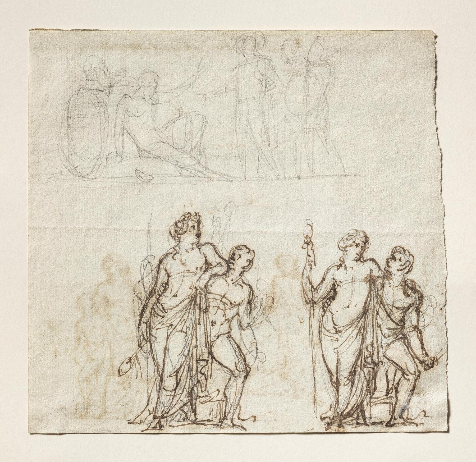 Alexander and Diogenes. Bacchus and Satyr, C29r