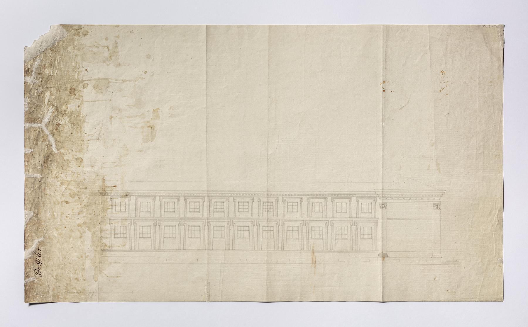 Thorvaldsens Museum, Elevation of the Facade towards the Canal, D1766v