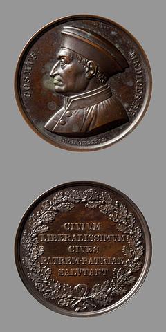 F85 Medal obverse: Duke Cosimo I de' Medici. Medal reverse: Wreath of oak branches