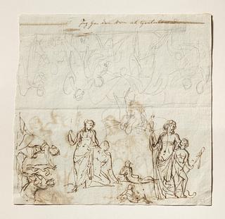 C29v Thetis dypper Achilleus i floden Styx. Flodguder. Bacchus og satyr. Gravmæle over Johann Philipp Bethmann-Hollweg