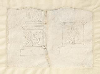 C183v Two plinths with reliefs (one of which represents Nessus and Deianira?)