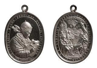 F42 Medaljens forside: Pave Gregor 1. den Store. Medaljens bagside: Sankt Romualdos vision