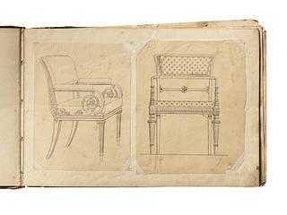 D1827,3 Empire Chair, Perspectiv and Elevation