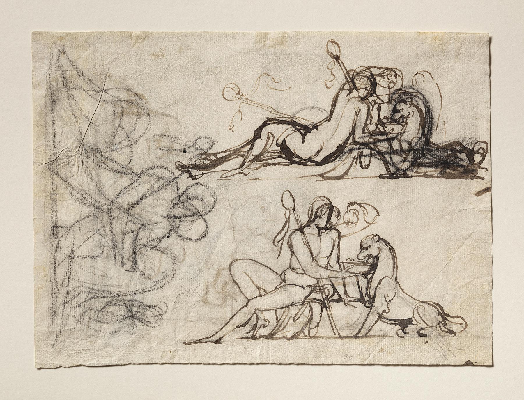 Satyr Letting a Panther Drink. Bacchante Letting a Panther Drink, C30r