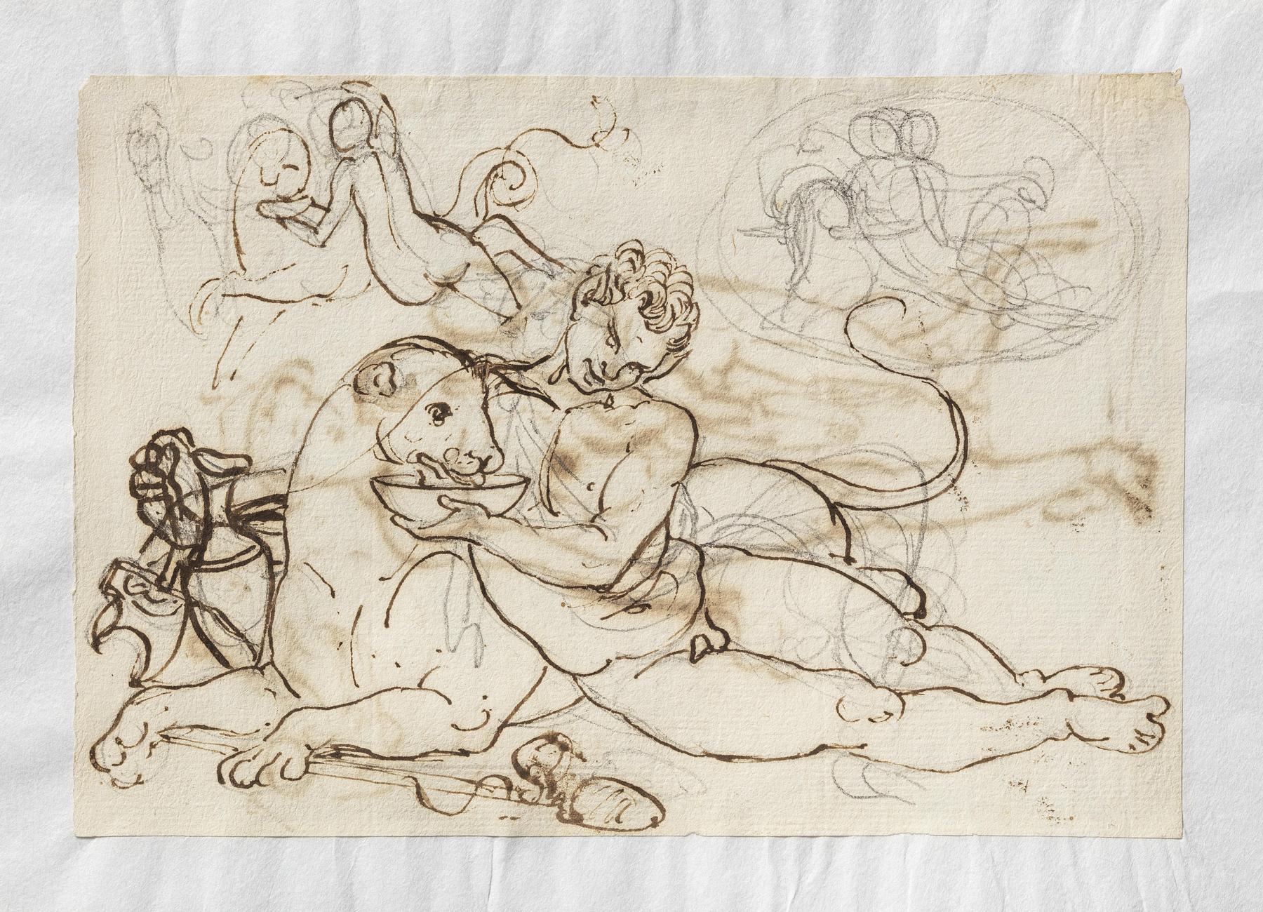 Bacchant (a Young Satyr) Lets a Panther Drink from His Cup, C31r