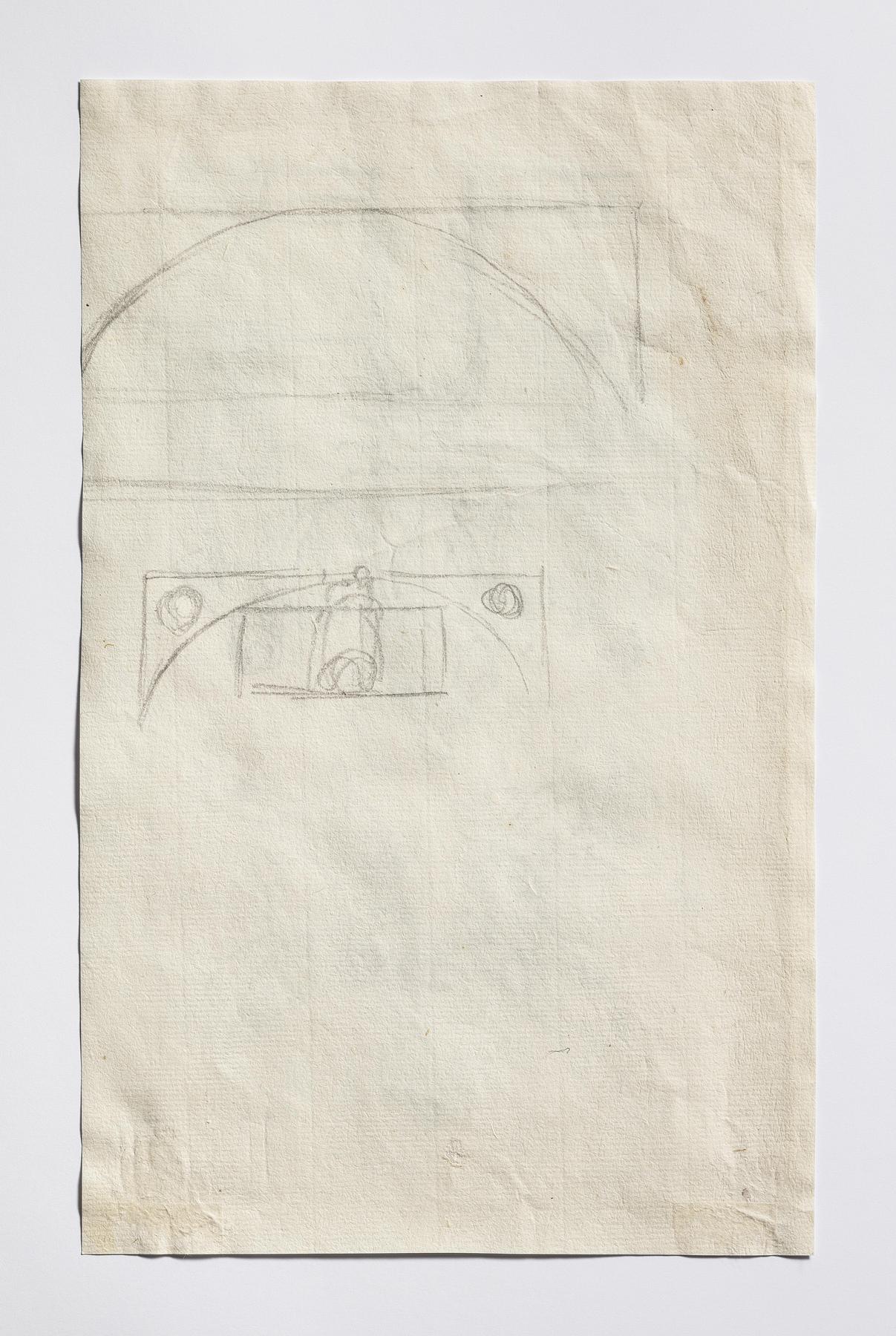 Øverste buede del af nichen skitseret til monument over Pius 7., C283v