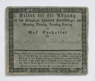 N157 Thorvaldsen's pass for The Royal Theatre