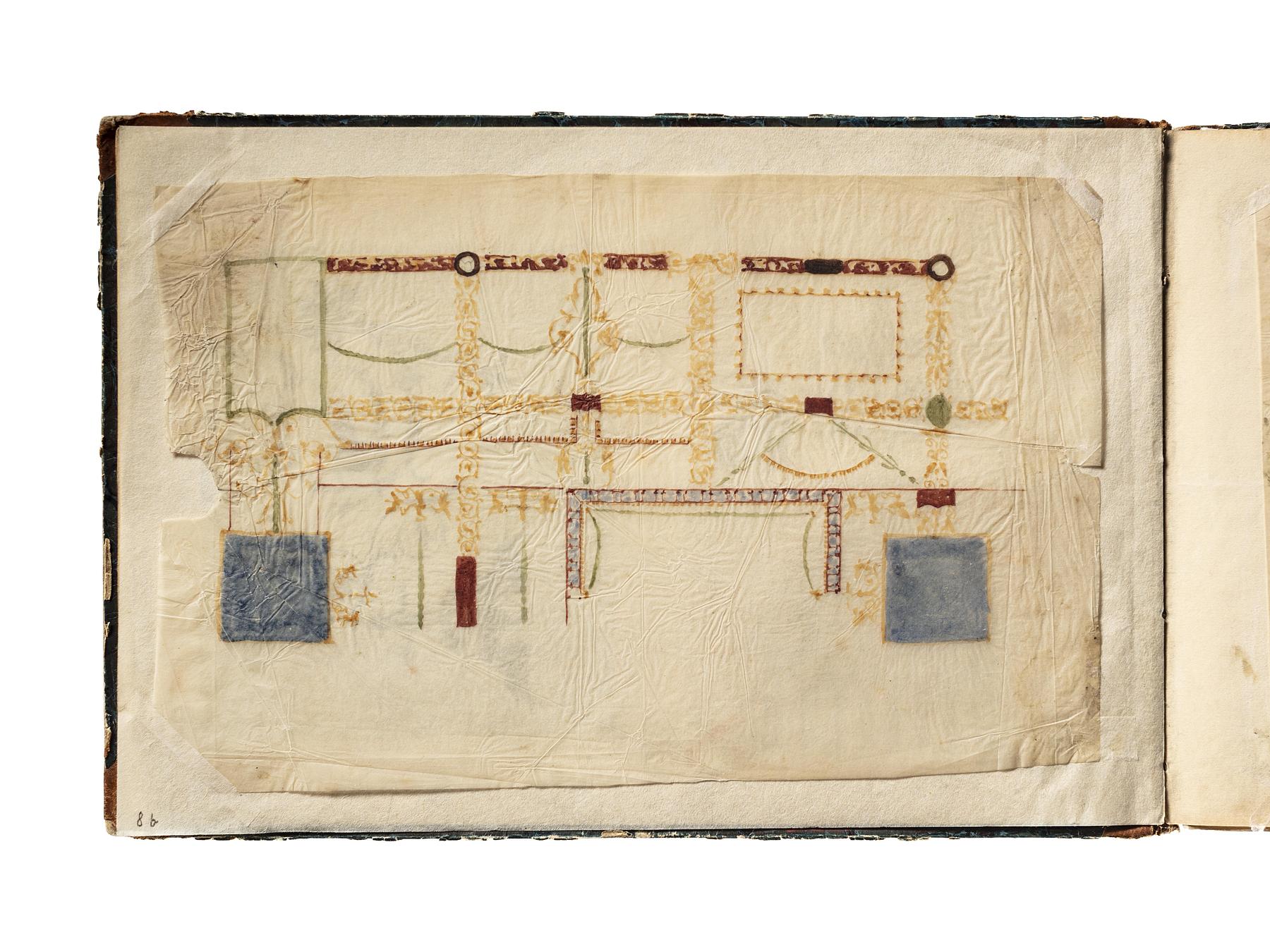 Loftsdekoration i Pompejansk stil, D1827,8b