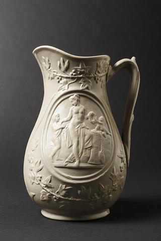 G367 Faience jug with the motifs Childhood or Spring and Youth or Summer
