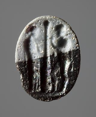 I933 Mand og kvinde ved en gravstele