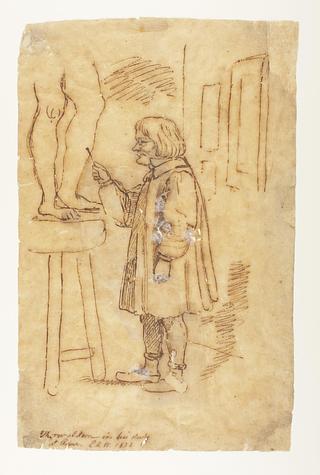 D1742 Karikatur af Thorvaldsen i sit atelier i Rom