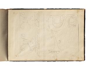 D1827,91 Ornament med svane. Ornament med delfin