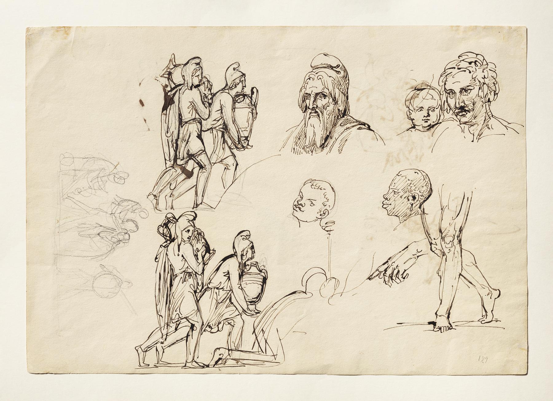 Frygiere. Priamos. Portræt af en mand og et barn. Hoveder af afrikanere. Hektors afsked, C189v