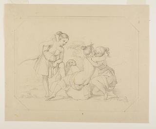 D892 Diana betragter to piger, der giver hinanden et kys