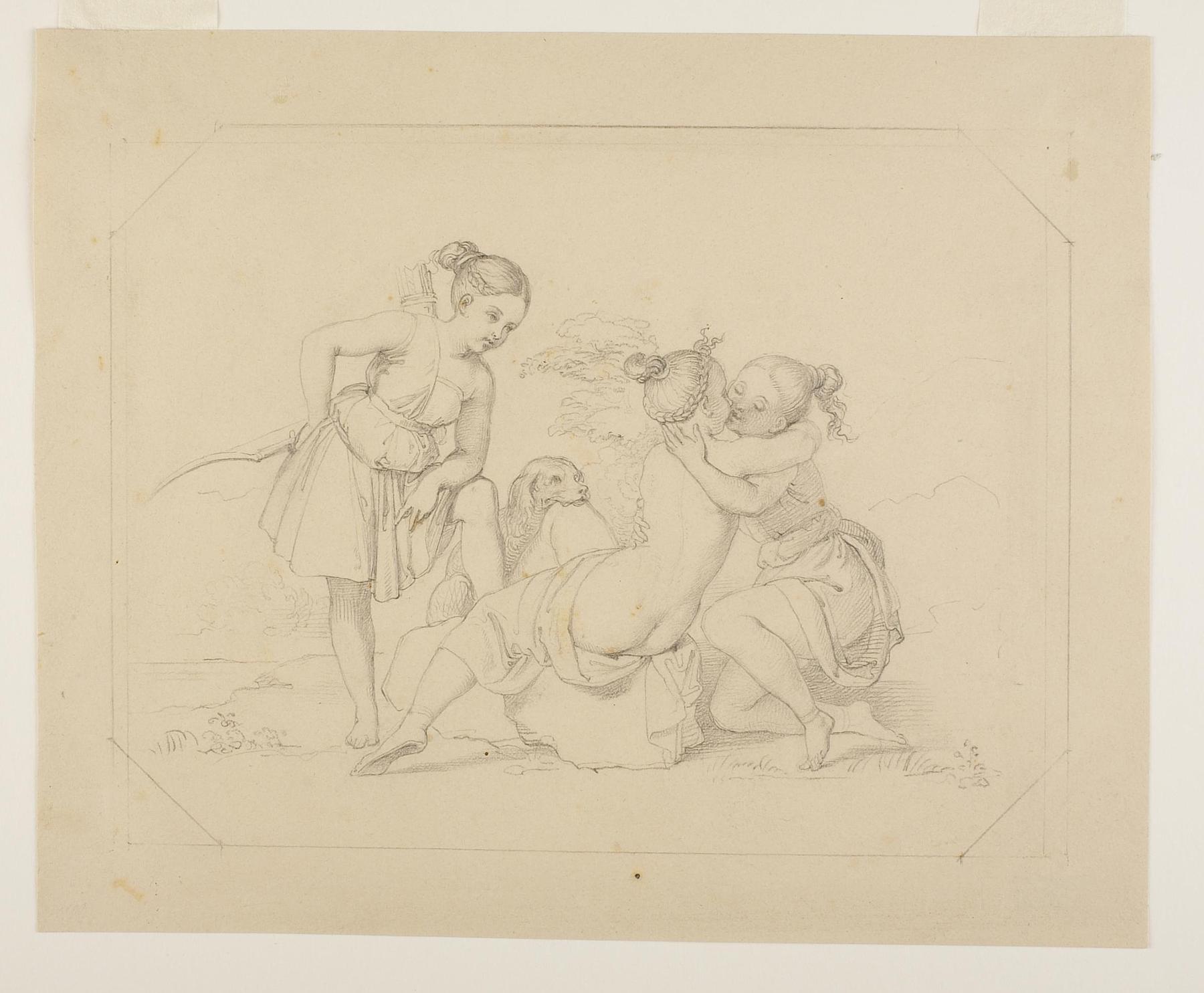 Diana betragter to piger, der giver hinanden et kys, D892