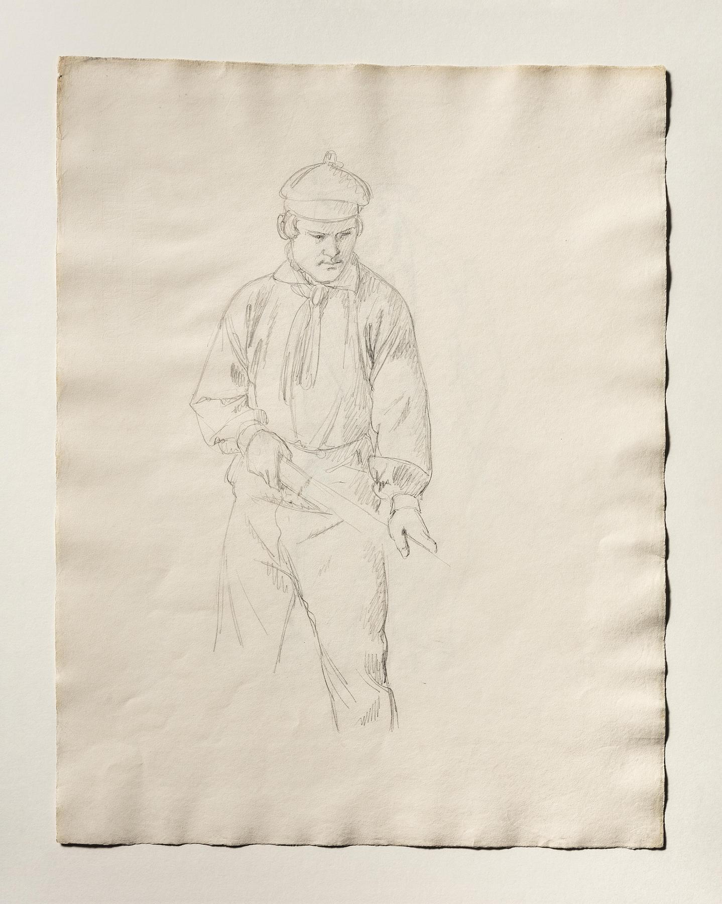Man holding out an oar, D1710r