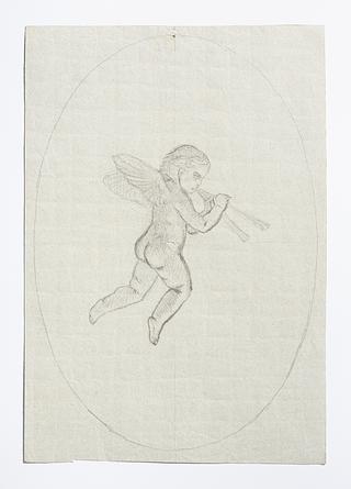 D1656r Svævende putto med dobbeltfløjte