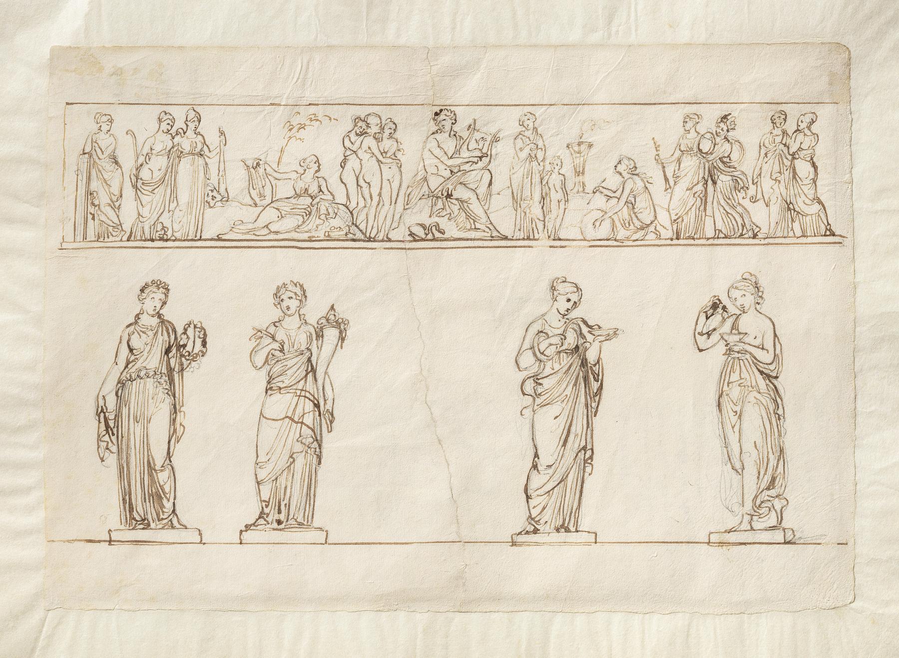 Apollo. The Graces, and the Muses. Statues Representing Flora, Pomona, Hygieia, and Hebe, C42r