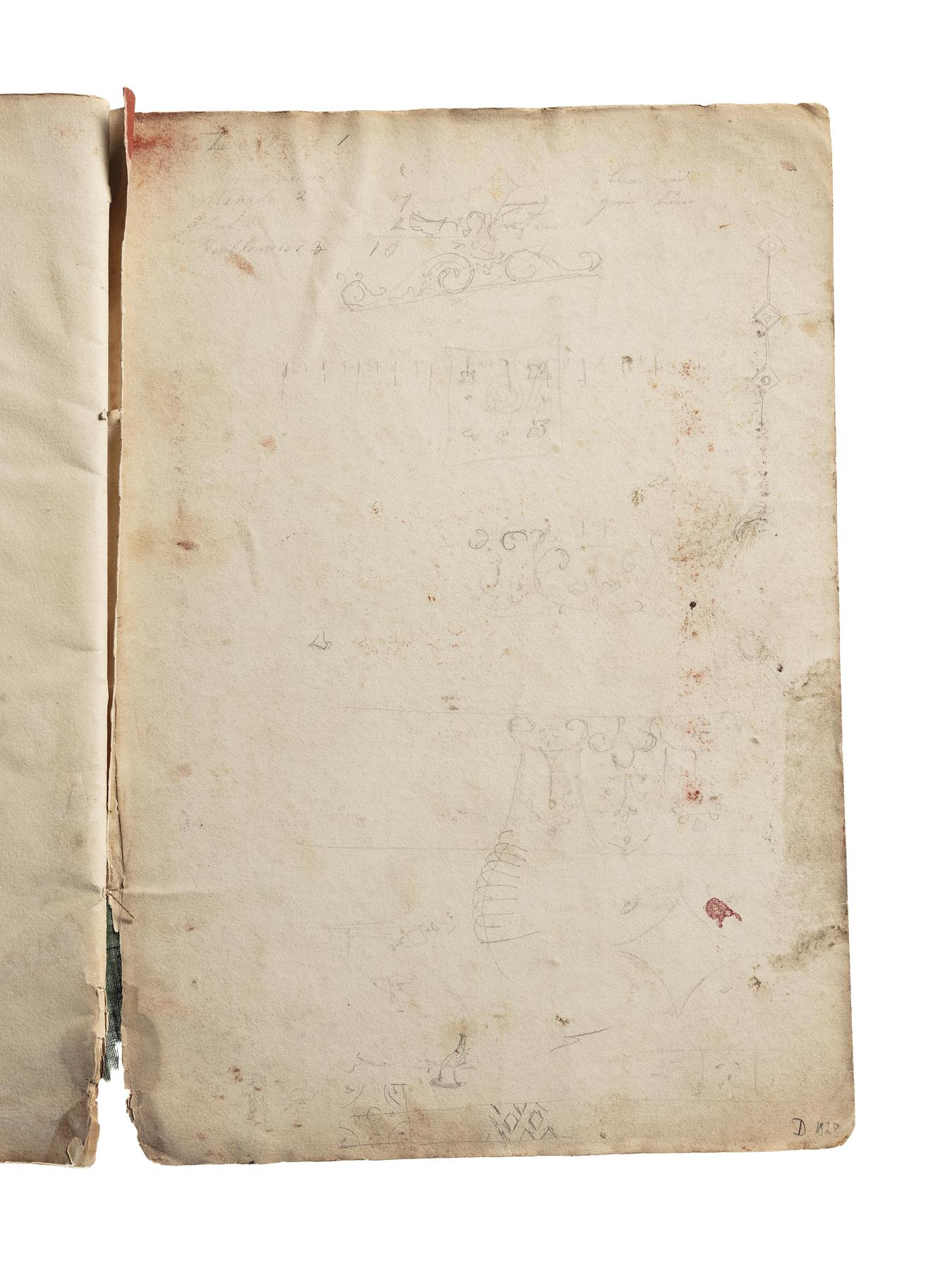 Stubben af et udrevet skitsebogsblad, D1828,27