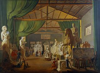 Dep.18 Pave Leo 12. aflægger besøg i Thorvaldsens værksteder ved Piazza Barberini, 18. oktober 1826