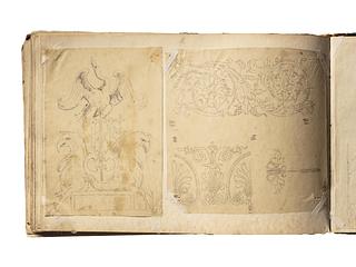 D1827,76 Griffins Carrying a Lyre with a Swan. Acanthus Ornament. Palm Ornament