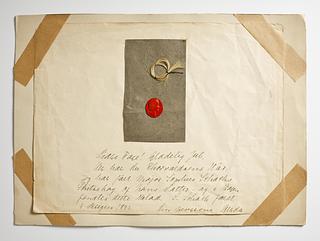 N355 Lock of Thorvaldsen's hair and red wax seal with portrait of Thorvaldsen