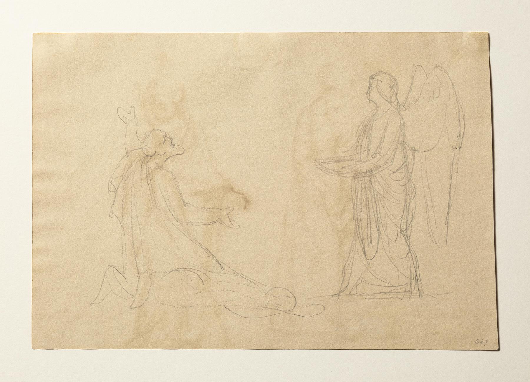Knælende mand. Dåbens engel stående, C269r