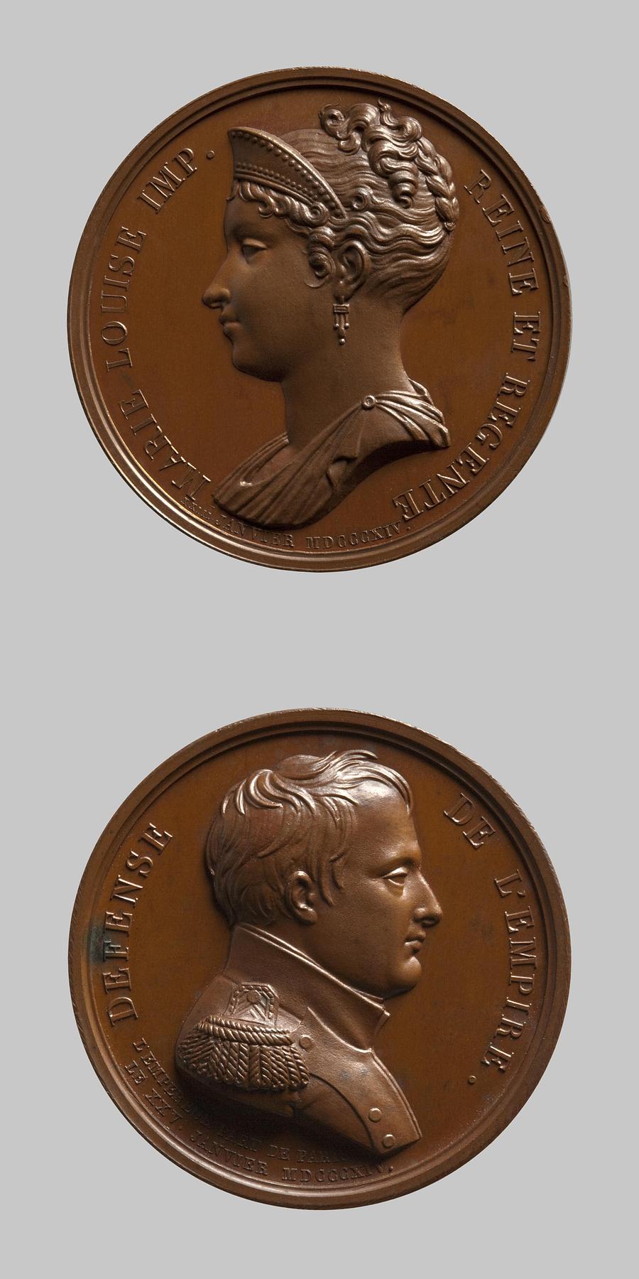Medaljens forside: Marie Louise. Medaljens bagside: Napoleon Bonaparte, F134