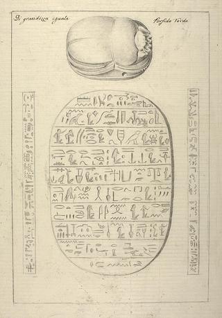 D1163 Egyptisk skarabæ med hieroglyffer