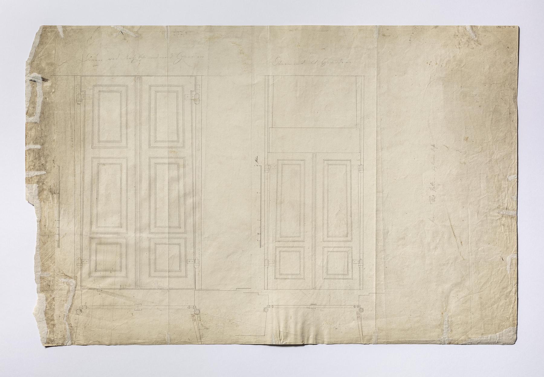 Thorvaldsens Museum, Plan and Elevation of two double Doors, D1767v
