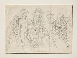 C108r The Forging of Cupid's Arrows in Vulcan's Smithy. Battling Amazons