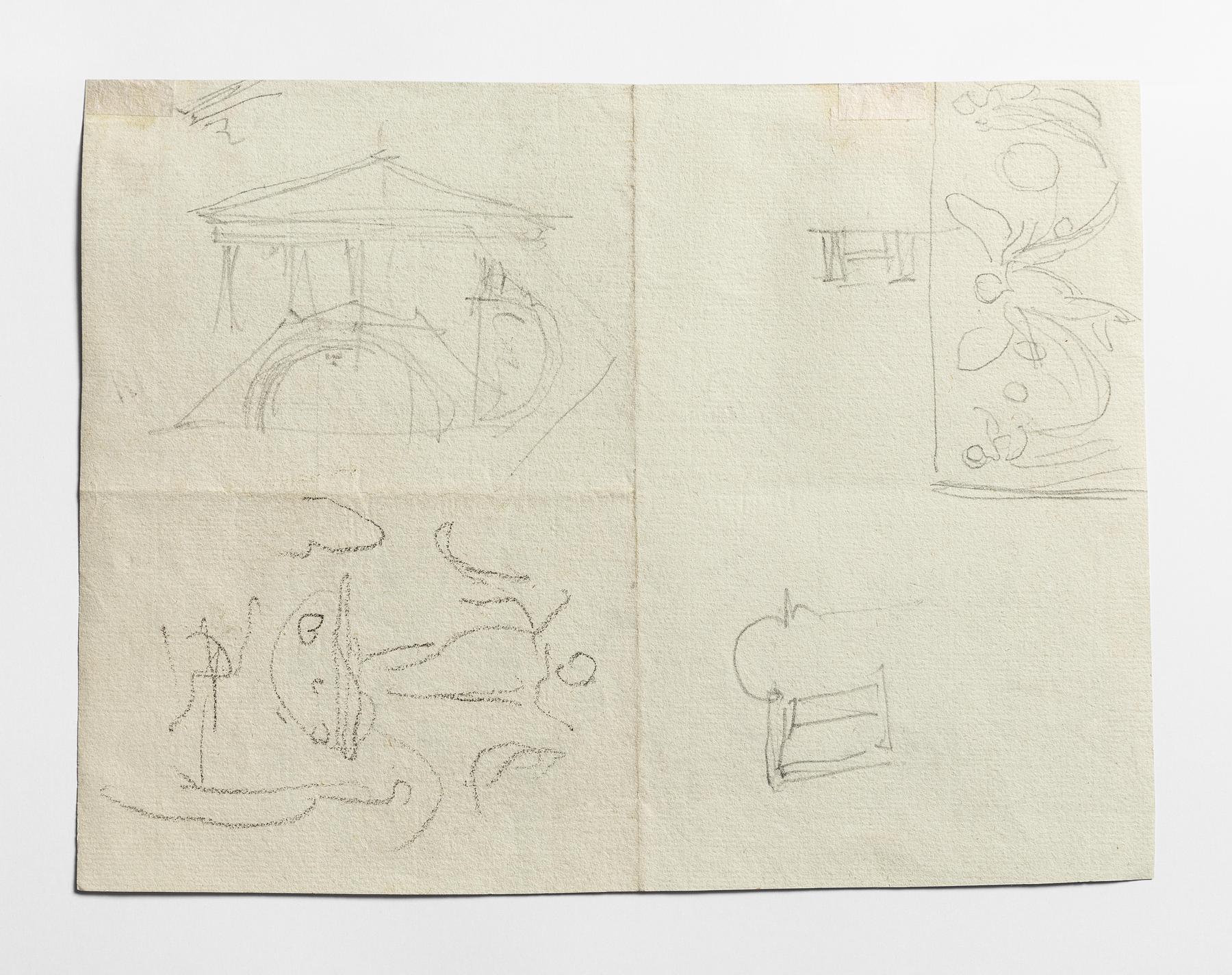 Architectural sketches. Hovering angels, C221v