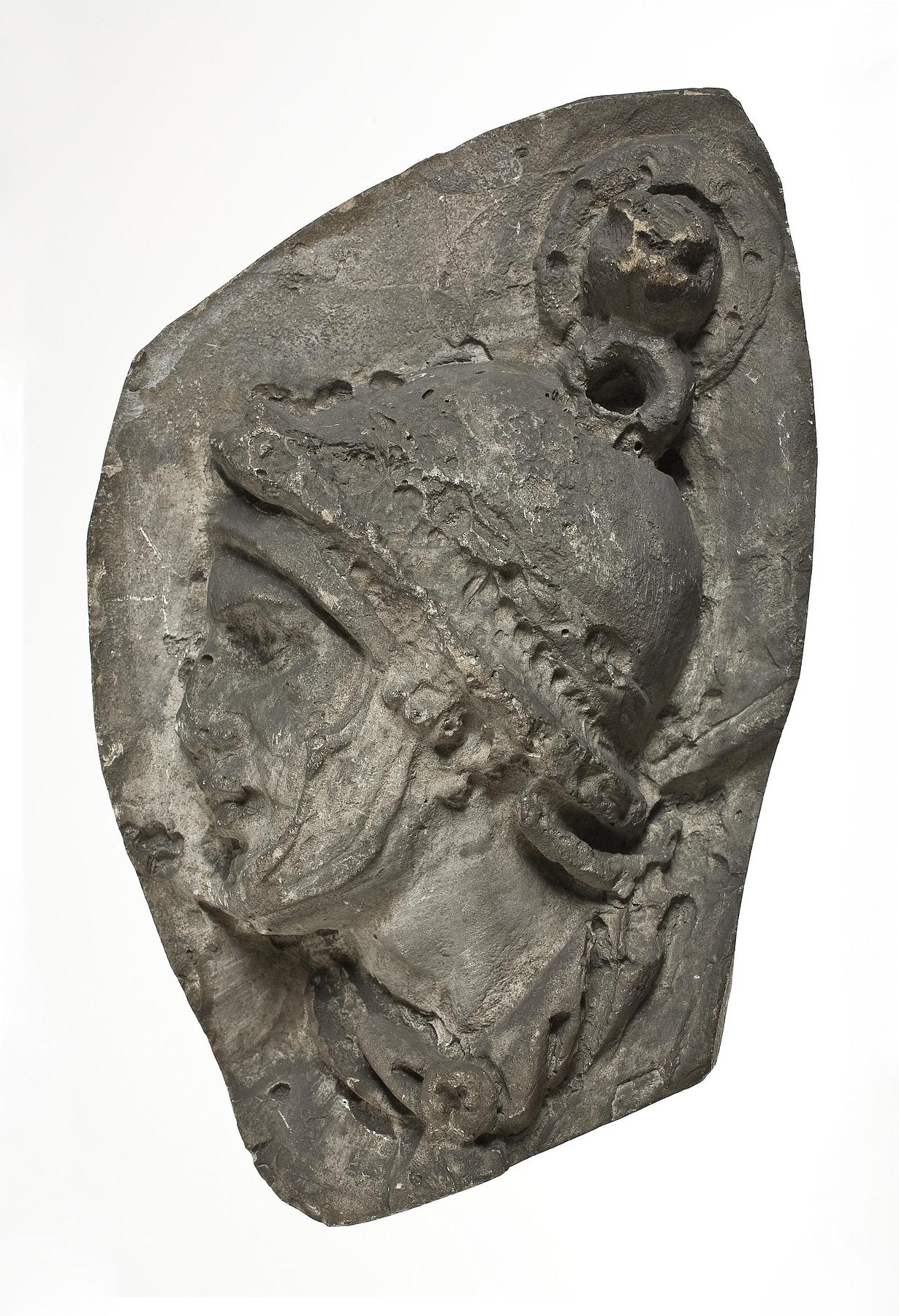 Hoved af romersk rytter iklædt hjelm, L326tt