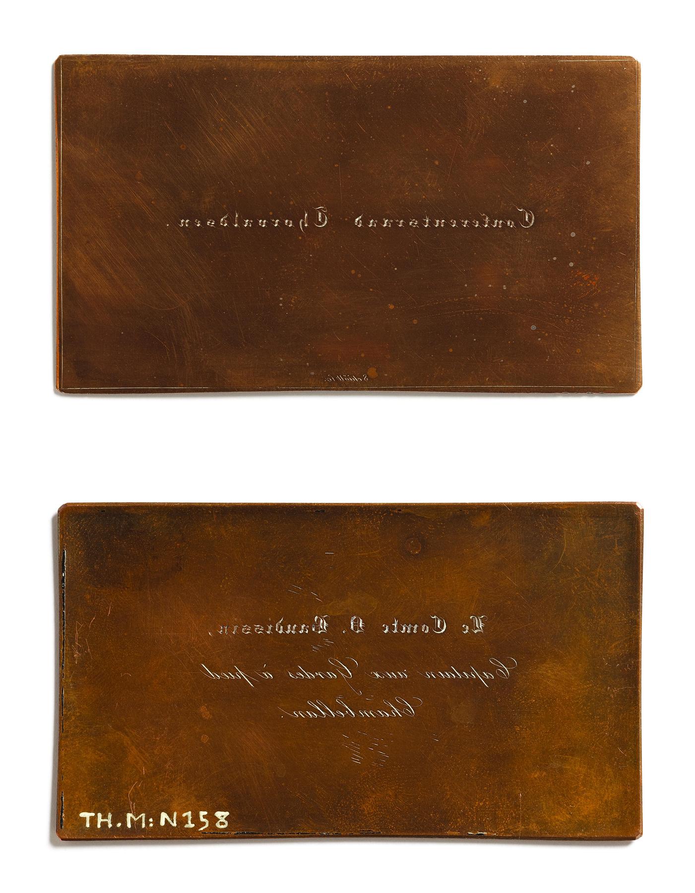 Trykplade til fremstilling af Thorvaldsens visitkort, N158