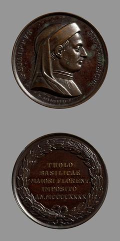 F83 Medaljens forside: Arkitekten Filippo Brunelleschi. Medaljens bagside: Laurbærkrans med inskription
