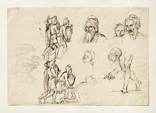 C189v Phrygians. Priam. Portrait of a man and a child. Head of an African. Hector's Farewell