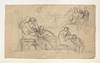 C161v Priamos bønfalder Achilleus om Hektors lig