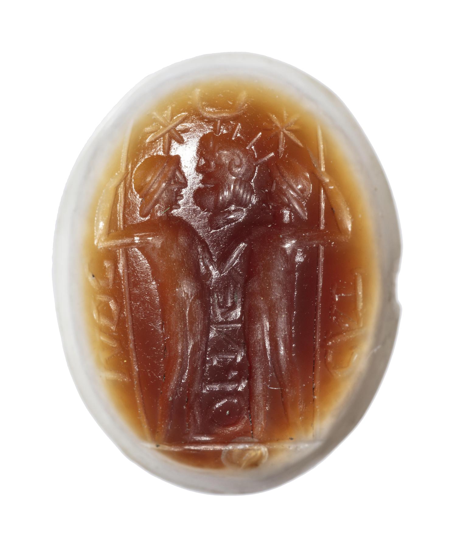 Castor, Pollux og et skægget hoved med horn, I721