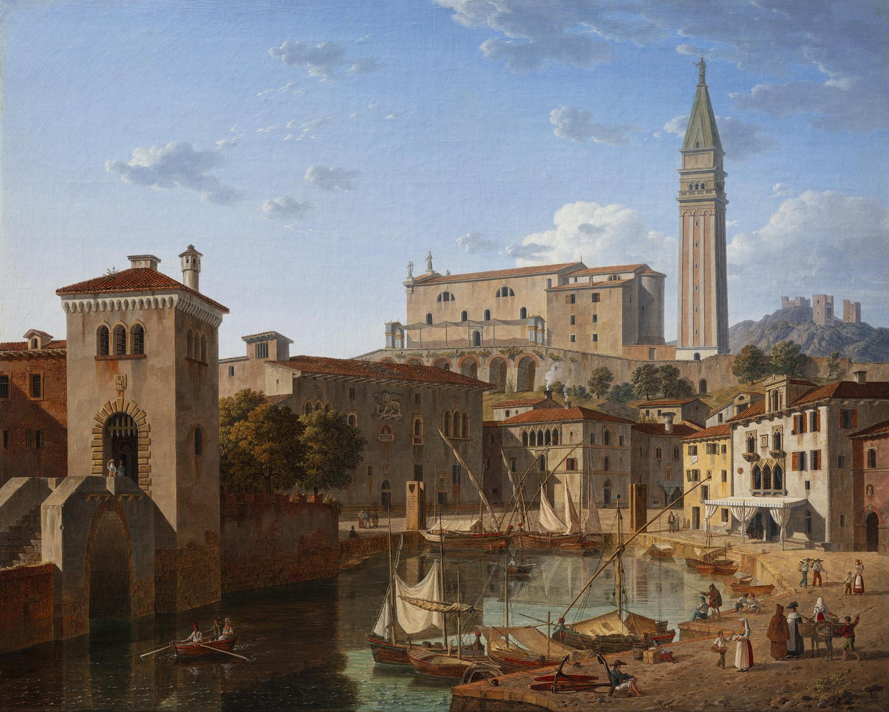 View of the Harbour at Pirano, Istria, B124