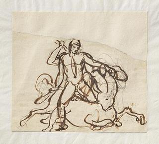 C10r A Hero (Theseus?) Fighting with a Centaur