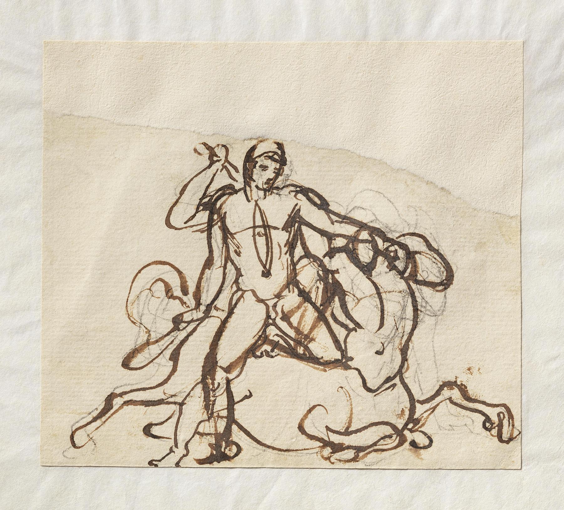 A Hero (Theseus?) Fighting with a Centaur, C10r