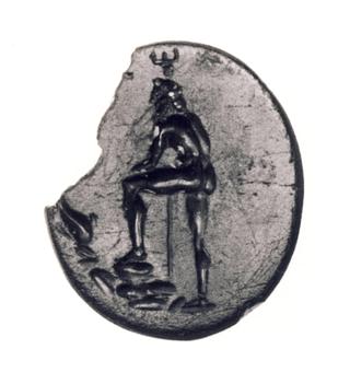 I137 Poseidon med trefork og en delfin