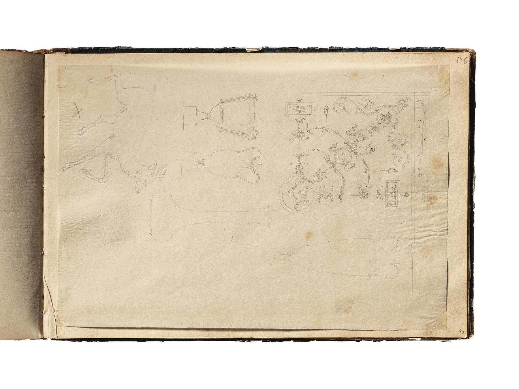 Ornament. Vaser. Hjort, D1827,93