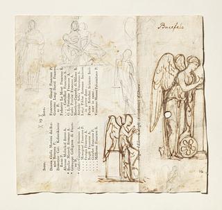 C204v Merkur. Nemesis. Melpomene. Dødens Genius. Amor og Psyche (?) Victoria med segnende kriger (?)