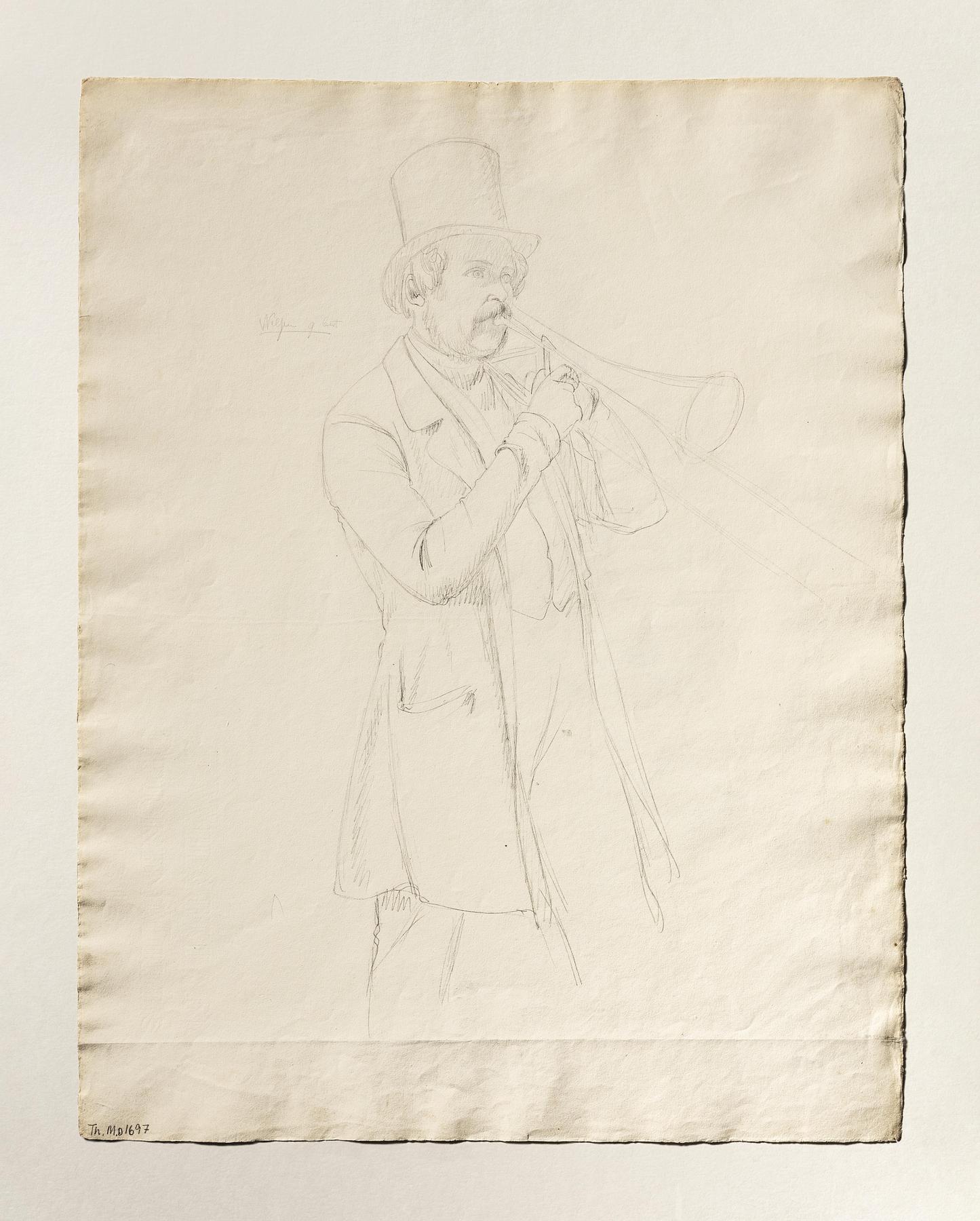 Musiker med en trækbasun, Wilhem G Cert, D1697v