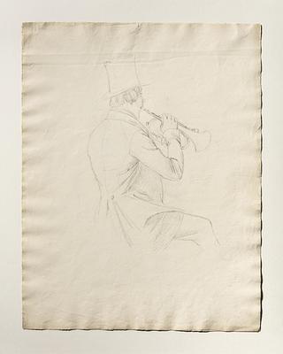 D1698r Musiker med et klaphorn