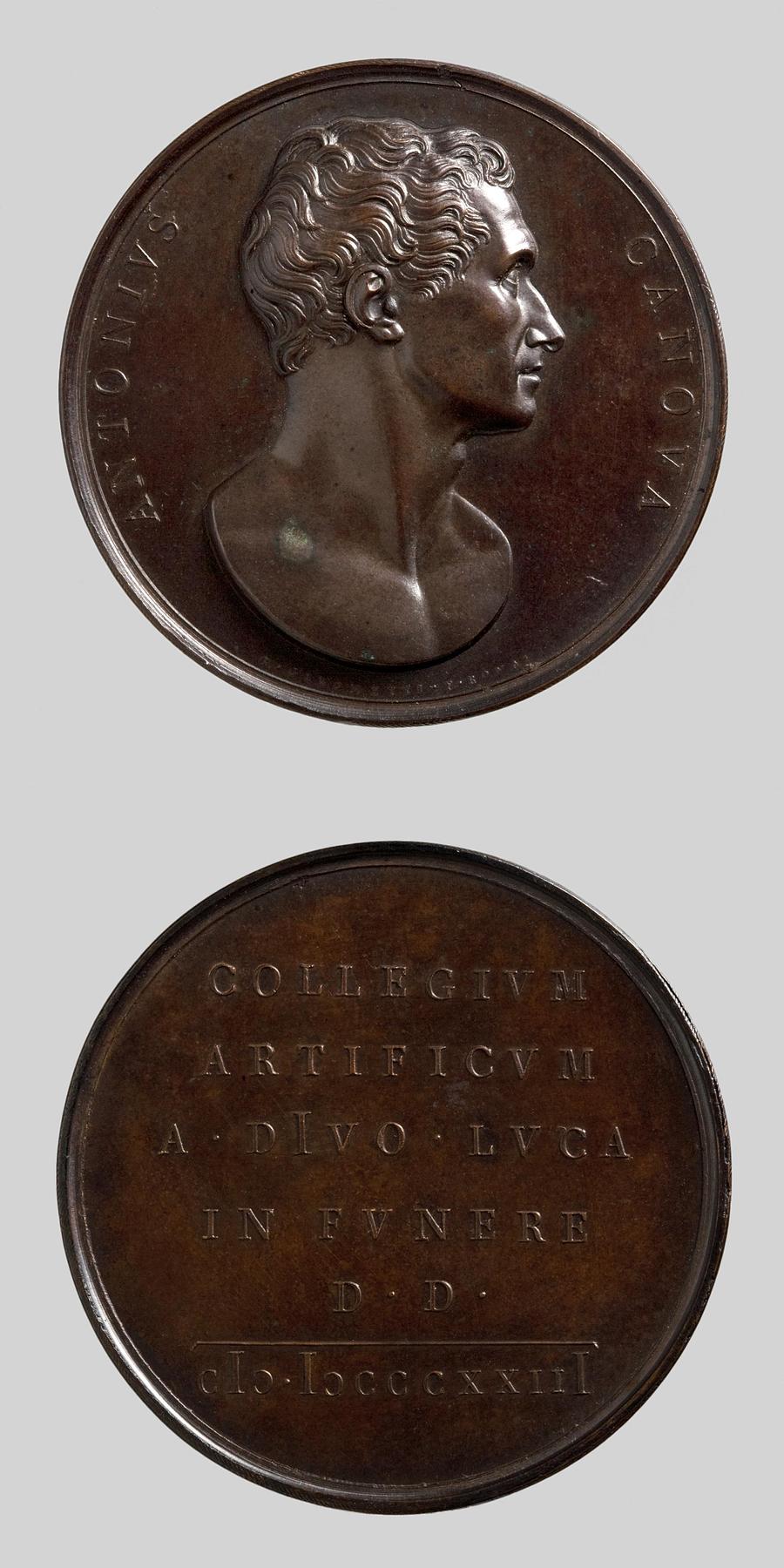 Medal obverse: Antonio Canova. Medal reverse: Inscription, F70