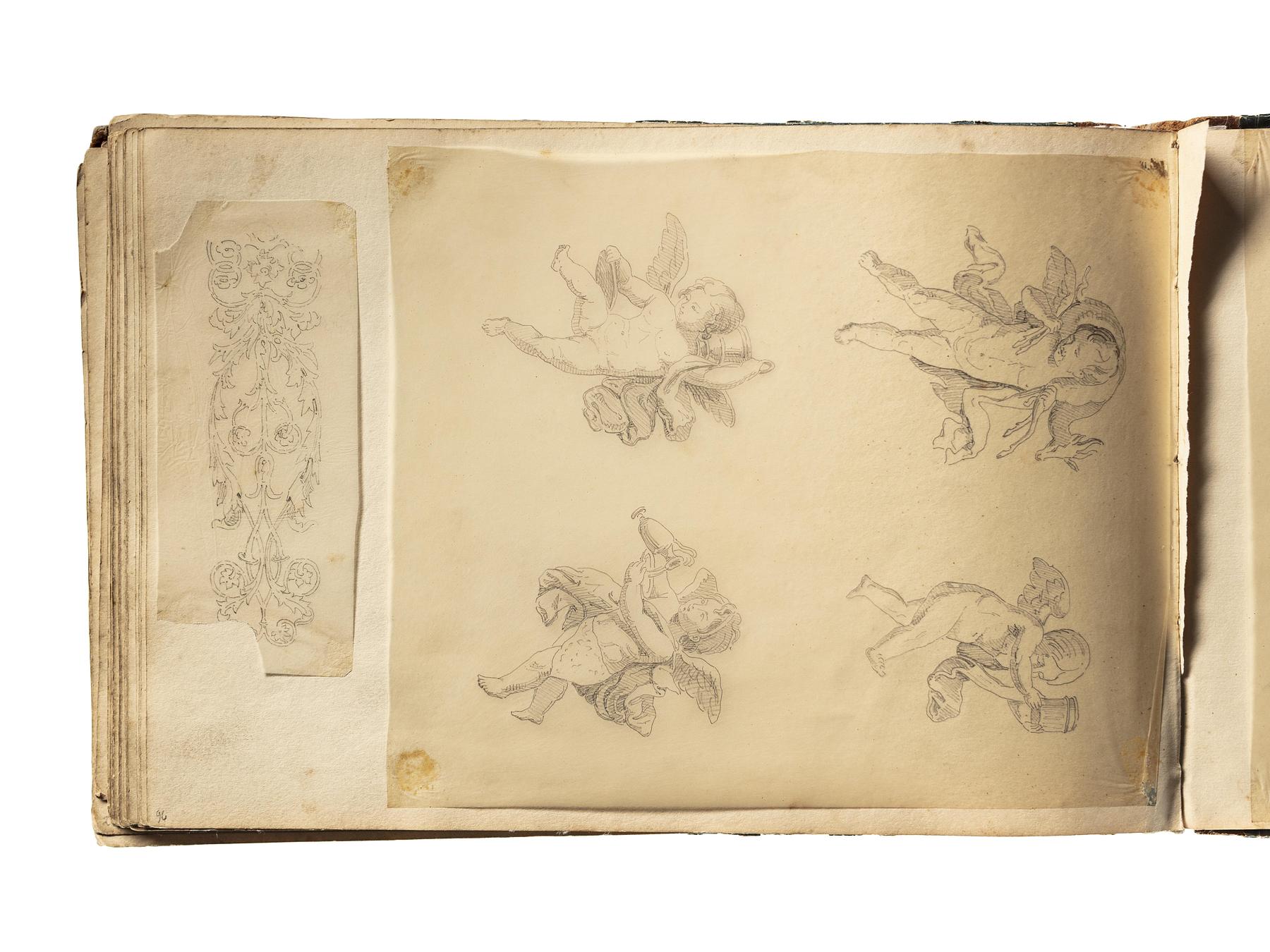 Ornament. Svævende amoriner, D1827,96