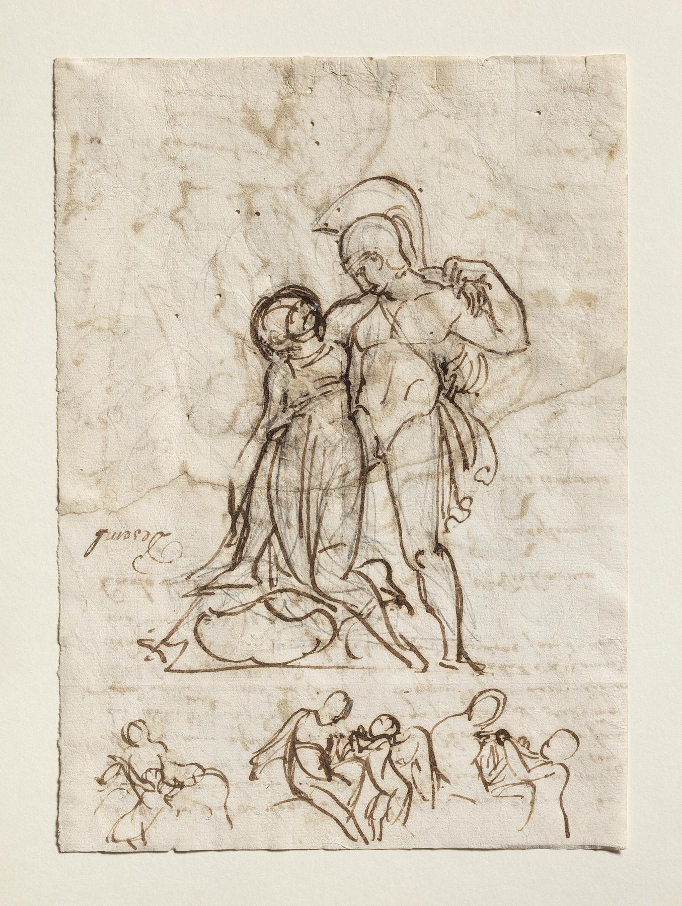 Achilles and Penthesilea. Cupid Complains to Venus about a Bee Sting, C18r