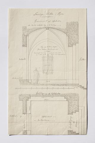 D1565 The Weaponhouse of Svanninge Church, Ground Plan and Section with Proposal of Placement of the Relief
